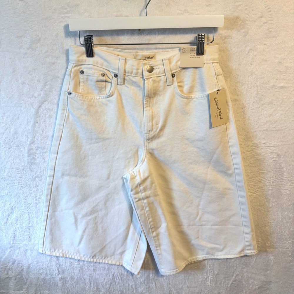Universal Thread Denim Shorts High Rise Long 2 White Womens Bermuda NWT
